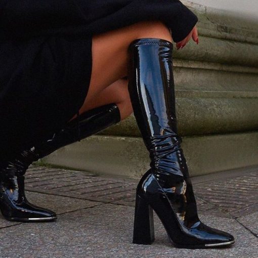 variant image0Female Chelsea Boots Metal Design 2021 Hot Sale Fashion Brand Knee High Boots For Women High