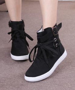 variant image0New Woman High Top Black gray Boots Shoes Women Casual Platform Vulcanized Flats Shoes Sneakers Zapato
