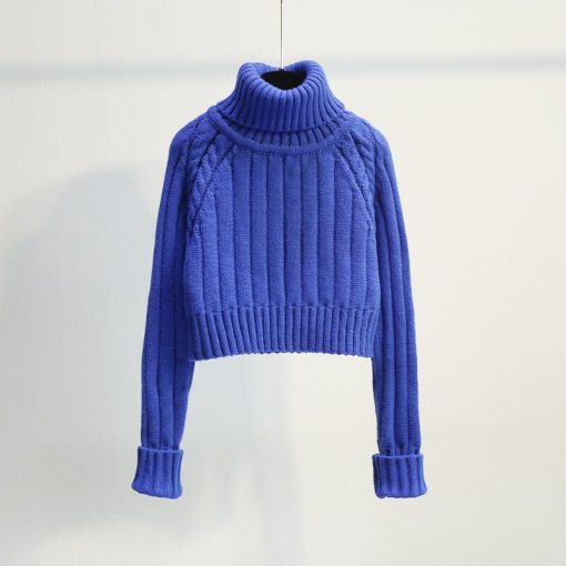 variant image0Short Empired Knitted Women Sweater Pullovers Solid Turtleneck Long Sleeved Slim Sexy Female Pulls Outwear Tops