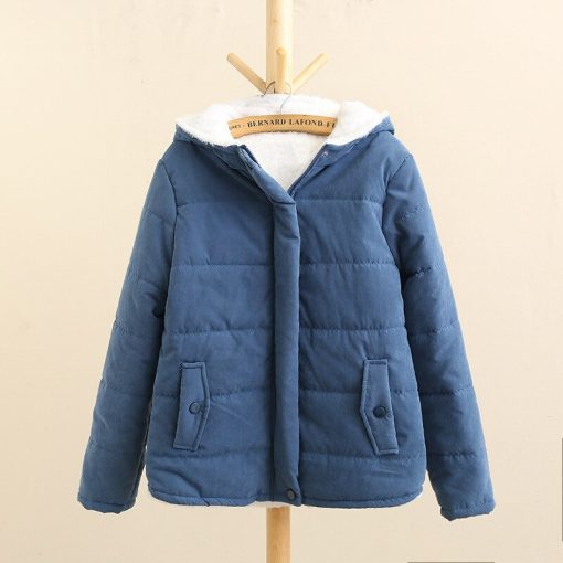 variant image0Women Winter Cotton Padded Jacket Plus Velvet Zipper Warm Hoodie