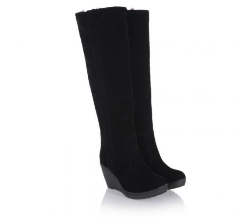 variant image12018 NEW Wedges High Boots Women Warm Boots Black 3 Ways Wear Suede Knee high Women