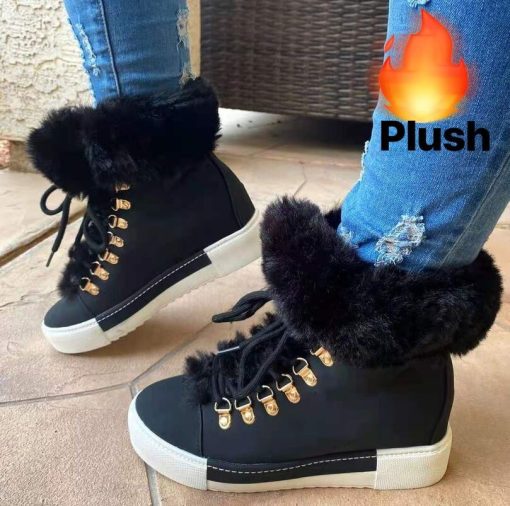 variant image12022 Winter New Designer Brand Luxury Women High Shoes Characteristic Real Rabbit Hair Warm Warm Size
