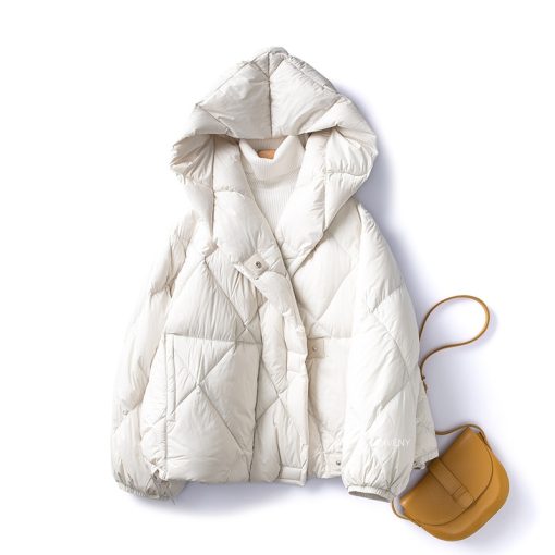 variant image12022 Winter New Fashion 90 White Duck Down Short Jacket Women Thick Warm Loose Cocoon Type