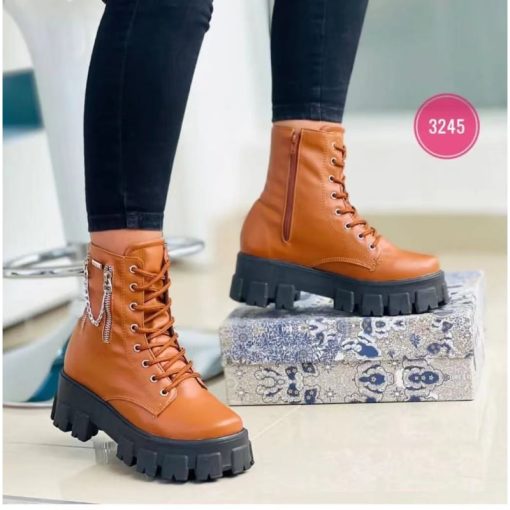 variant image12022 Winter Trend Women s Boots Patent Leather Zipper Warm Punk Gothic Combat Boots Lace Up