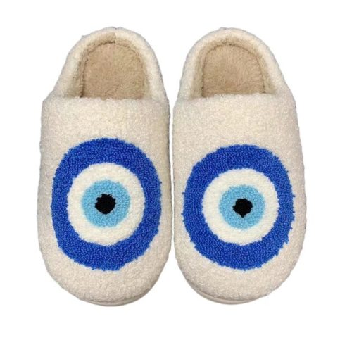 variant image1High Quality Slipper Fashion Pattern Shoe Blue Eyes Embroidery Warm Home Slippers for Men And Woman