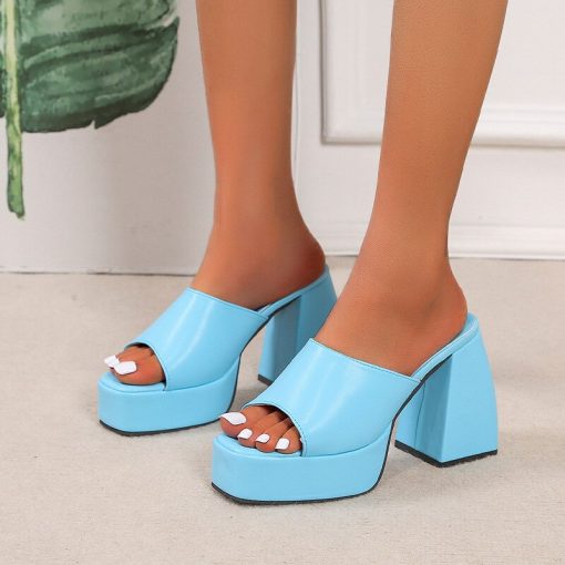 variant image1Luxury Female Thick High Heels Sandals Fashion Chain Platform Summer Women Sandals Party Elegant Shoes Zapatos