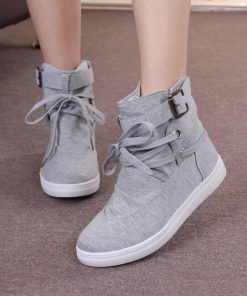 variant image1New Woman High Top Black gray Boots Shoes Women Casual Platform Vulcanized Flats Shoes Sneakers Zapato
