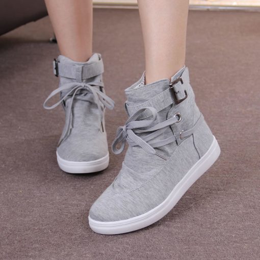 variant image1New Woman High Top Black gray Boots Shoes Women Casual Platform Vulcanized Flats Shoes Sneakers Zapato