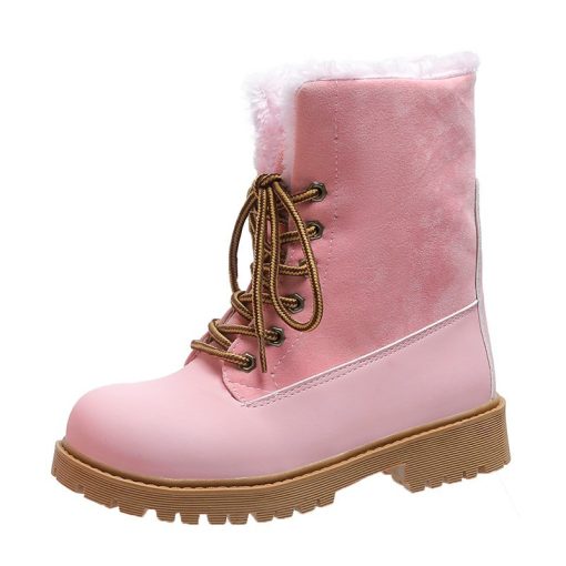 variant image1Pink Boots Women Winter Shoes Platform Designer Shoes Woman 2022 New Suede Stitching PU Plus Size