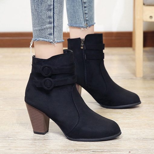 variant image1Red Boots Women 2020 Ankle Boots for Women High Heel Autumn Shoes Women Fashion Zipper