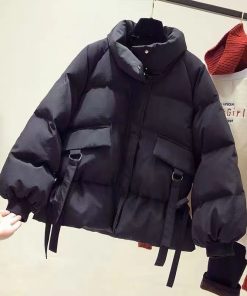 variant image1Reflective Coat Puffer Woman Aesthetic Korean Style Jacket Female Winter New Parka Down Clothes Jackets Coats