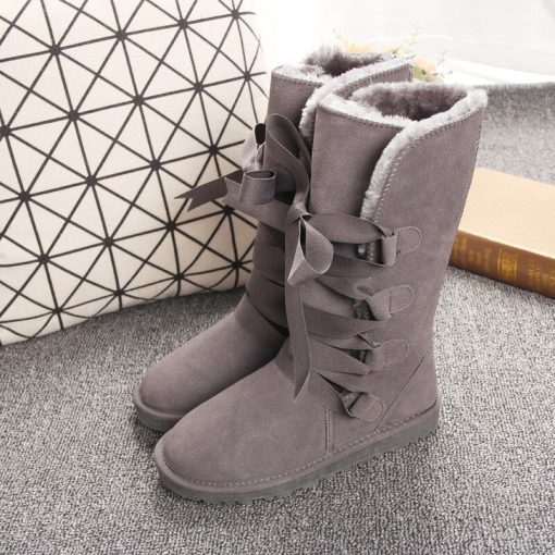 variant image1Shoes Women 2022 Cheap Lady Shoes Boots Genuine Leather Women Shoes Boots Long Winter Boots Lace