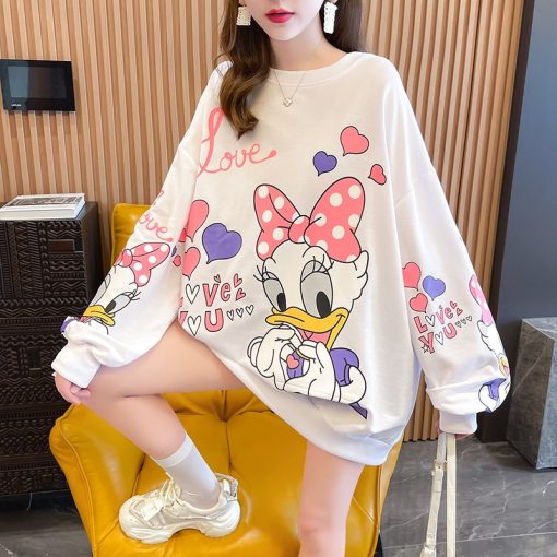 variant image1Spring And Autumn Sweater New Fashion Donald Duck Sweater Women Loose Casual Thin Long Sleeved Round