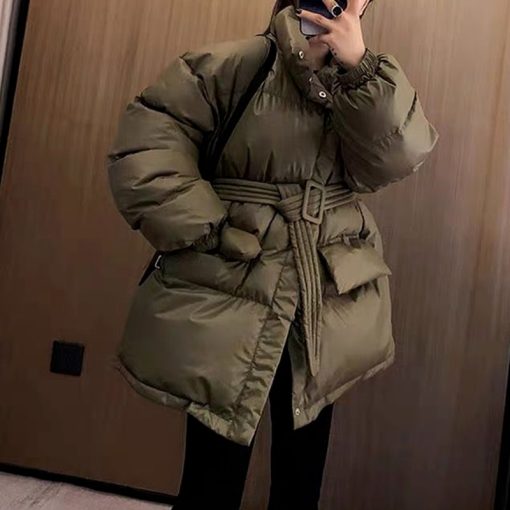 variant image1Winter Coat Ladies Parker Coat Shiny Surface Warmth Thick Thick Cotton Casual Loose Women s Jacket