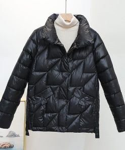 variant image1Women Jacket 2022 New Winter Parkas Female Glossy Down Cotton Jackets Stand Collar Casual Warm Parka