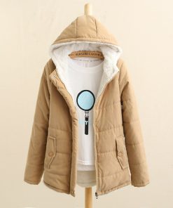 variant image1Women Winter Cotton Padded Jacket Plus Velvet Zipper Warm Hoodie