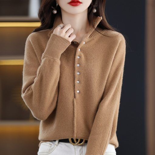 variant image1Women s Clothing Large Size Sweater Autumn Winter New 100 Pure Wool Casual Knit Tops Korean