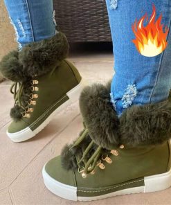 variant image22022 Winter New Designer Brand Luxury Women High Shoes Characteristic Real Rabbit Hair Warm Warm Size