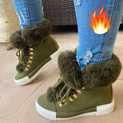 variant image22022 Winter New Designer Brand Luxury Women High Shoes Characteristic Real Rabbit Hair Warm Warm Size