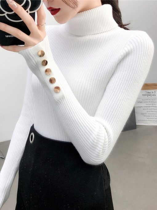 variant image2Autumn Winter Women s Sweater Pullover 2022 Basic Turtleneck Korean Fashion Simple Harajuku Knitted Sweaters for