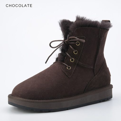 variant image2INOE Fashion Sheepskin Suede Leather Women Casual Short Winter Snow Boots Natural Sheep Wool Fur Lined