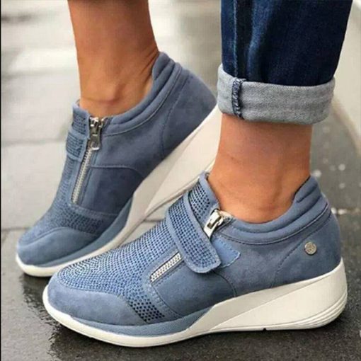 variant image2KAMUCC Woman Wedge Sneaker Women Casual Shoes Breathable Women Non slip PU Leather Increased Shake Shoes