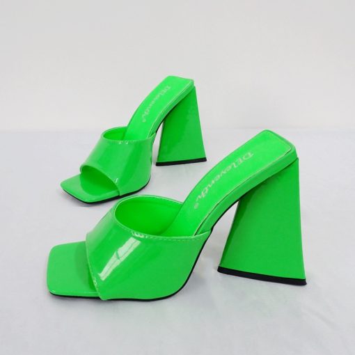 variant image2LTARTA 11cm Heels Summer High heeled Slippers Women Triangle Thick heel Slippers Sexy Square Toe Thick