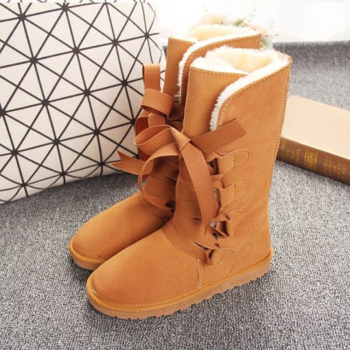 variant image2Shoes Women 2022 Cheap Lady Shoes Boots Genuine Leather Women Shoes Boots Long Winter Boots Lace
