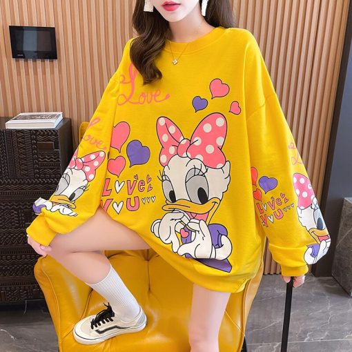 variant image2Spring And Autumn Sweater New Fashion Donald Duck Sweater Women Loose Casual Thin Long Sleeved Round