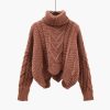 variant image2Thickened Sweater Women Autumn Winter Tops Korean Style Loose Twist Knitted Short Design Pullover Turtleneck Black