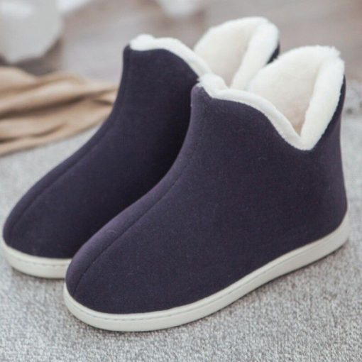 variant image2Unisex Faux Suede Winter Outside Indoor Slippers Men Women Warm Plush Waterproof Ankle Boots Man Furry