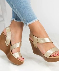 variant image2Women Sandals Wedge Platform Sandals Summer Solid Causal Slip On Concise Fashion Wedges Brand New Heels