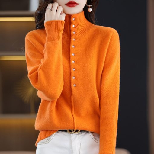 variant image2Women s Clothing Large Size Sweater Autumn Winter New 100 Pure Wool Casual Knit Tops Korean