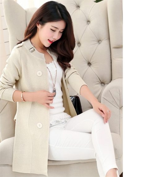 variant image32022 New Fashion Autumn Spring Women Sweater Cardigans Casual Warm Long Design Female Knitted Coat Cardigan