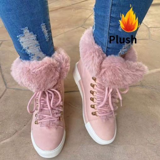 variant image32022 Winter New Designer Brand Luxury Women High Shoes Characteristic Real Rabbit Hair Warm Warm Size