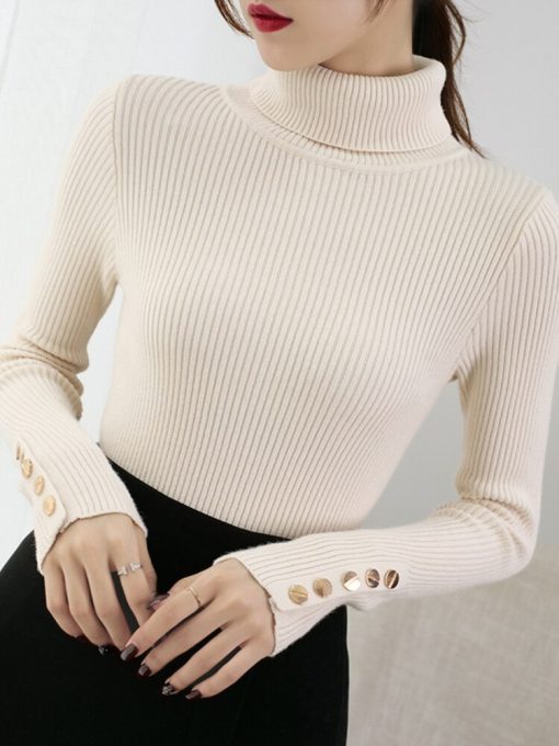 variant image3Autumn Winter Women s Sweater Pullover 2022 Basic Turtleneck Korean Fashion Simple Harajuku Knitted Sweaters for