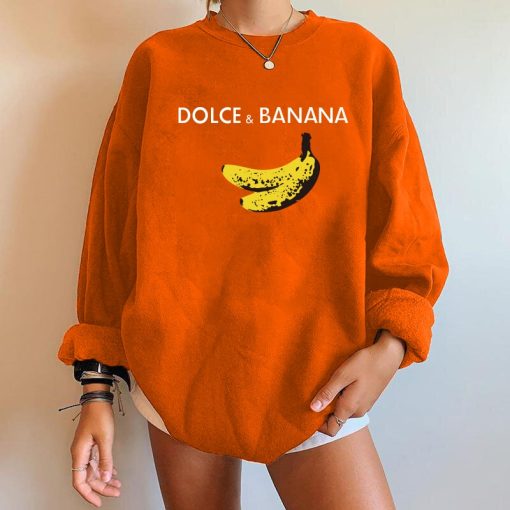 variant image3Dolce banana Print Women Sweatshirts Streetwear Round Neck Long Sleeve Drop Shoulder Loose Winter Woman Sweatshirts