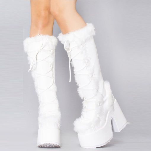 variant image3GIGIFOX Black Furry Platform Chunky High Heeled Winter Autumn Knee High Boots Women Faux Fur Zip