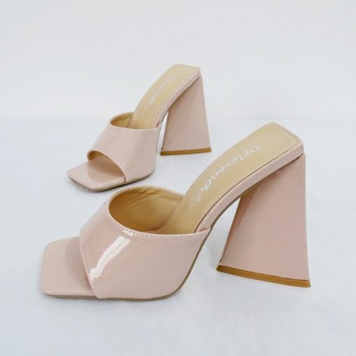 variant image3LTARTA 11cm Heels Summer High heeled Slippers Women Triangle Thick heel Slippers Sexy Square Toe Thick