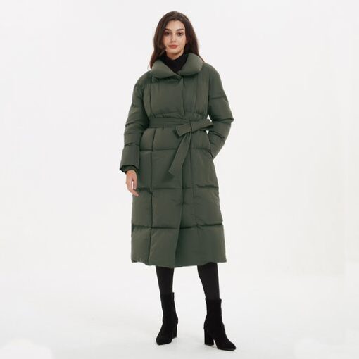 variant image3Malina Thick Loose Parkas Women Fashion Solid Covered Button Coats Women Elegant Tie Belt Long Cotton