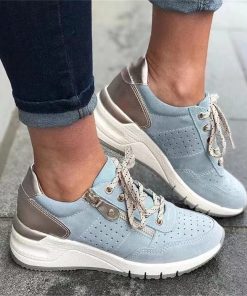 variant image3New Woman Vulcanize Shoes 2022 Spring Fashion Flower Ladies Wedge Lace Up Casual Shoes 35 43