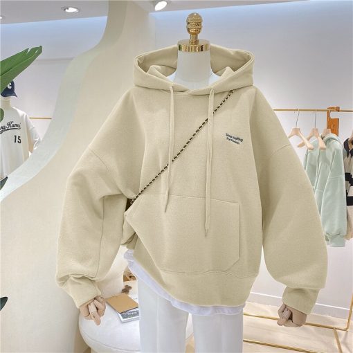 variant image3OUSLEE Hoodies Women Sweatshirts Autumn Winter Warm Thick Splicing Fake Two Piece Korean Simple Pocket Top