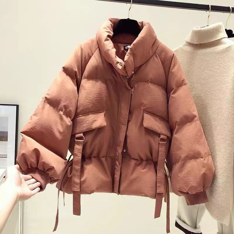 variant image3Reflective Coat Puffer Woman Aesthetic Korean Style Jacket Female Winter New Parka Down Clothes Jackets Coats