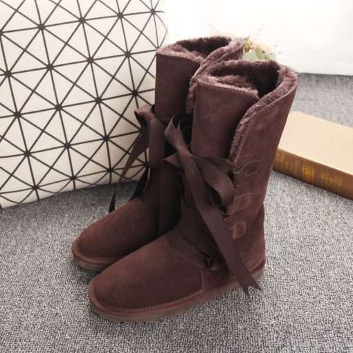 variant image3Shoes Women 2022 Cheap Lady Shoes Boots Genuine Leather Women Shoes Boots Long Winter Boots Lace