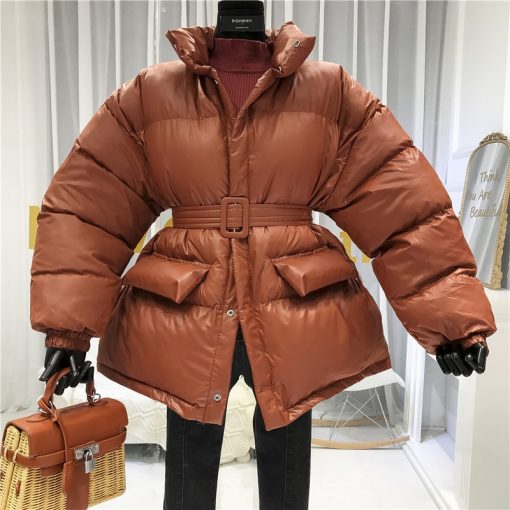 variant image3Winter Coat Ladies Parker Coat Shiny Surface Warmth Thick Thick Cotton Casual Loose Women s Jacket