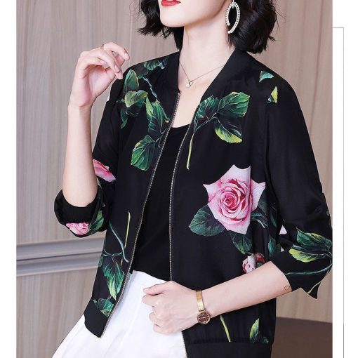 variant image3Women s Chiffon Spring Summer Outerwear V Neck Casual Floral Printing Wild Women s Clothing Lightweight