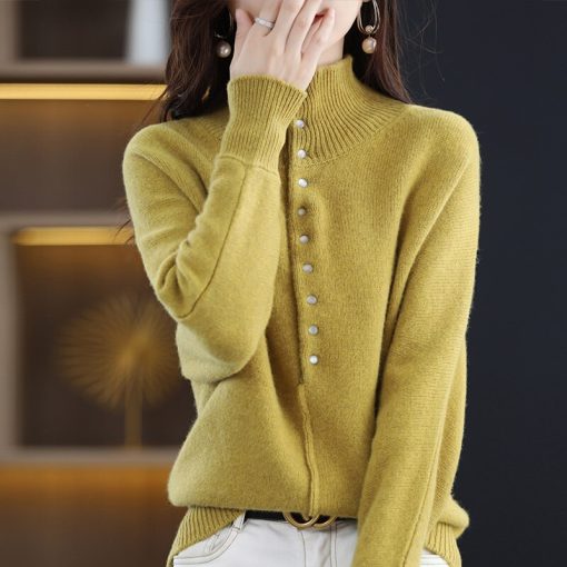 variant image3Women s Clothing Large Size Sweater Autumn Winter New 100 Pure Wool Casual Knit Tops Korean
