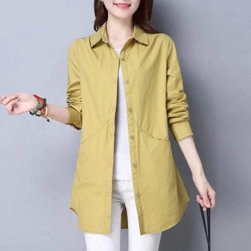 variant image3Women s Oversize Plaid Shirt With Pockets Ladies Fashion Elegant Blouses 2021 Long Sleeve Top Korean