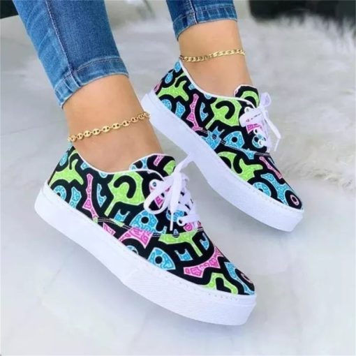 variant image42022 New Spring Fashion Canvas Shoes Women Mix Colors Ladies Lace Up Comfy Casual Shoes 36