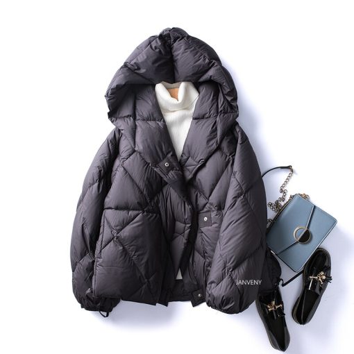 variant image42022 Winter New Fashion 90 White Duck Down Short Jacket Women Thick Warm Loose Cocoon Type